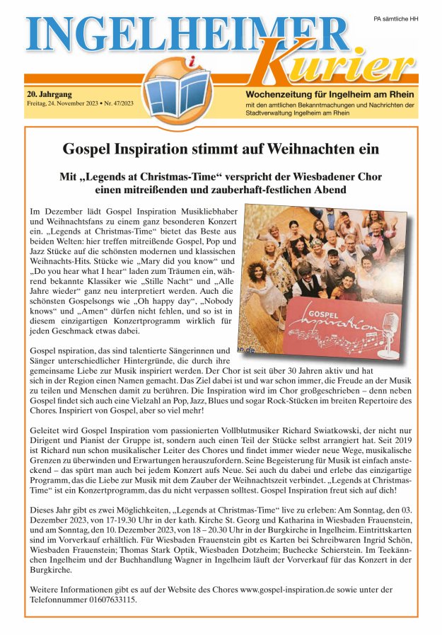 Ingelheimer Kurier Titelblatt 47/2023