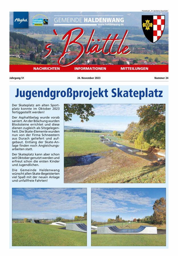 sBlättle der Gemeinde Haldenwang Titelblatt 24/2023
