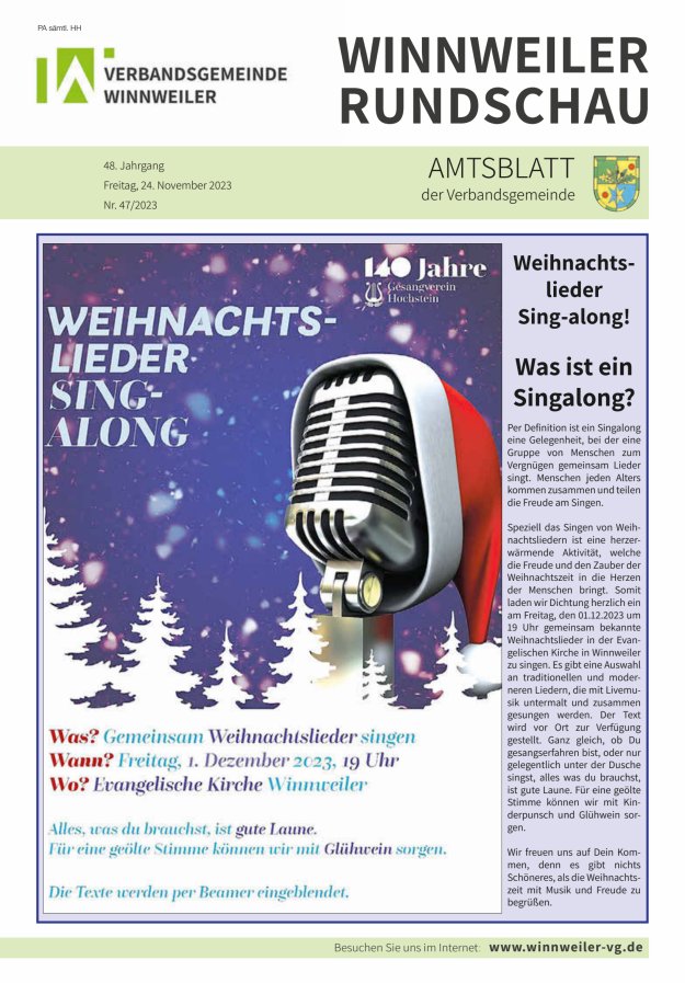 Winnweiler Rundschau Titelblatt 47/2023