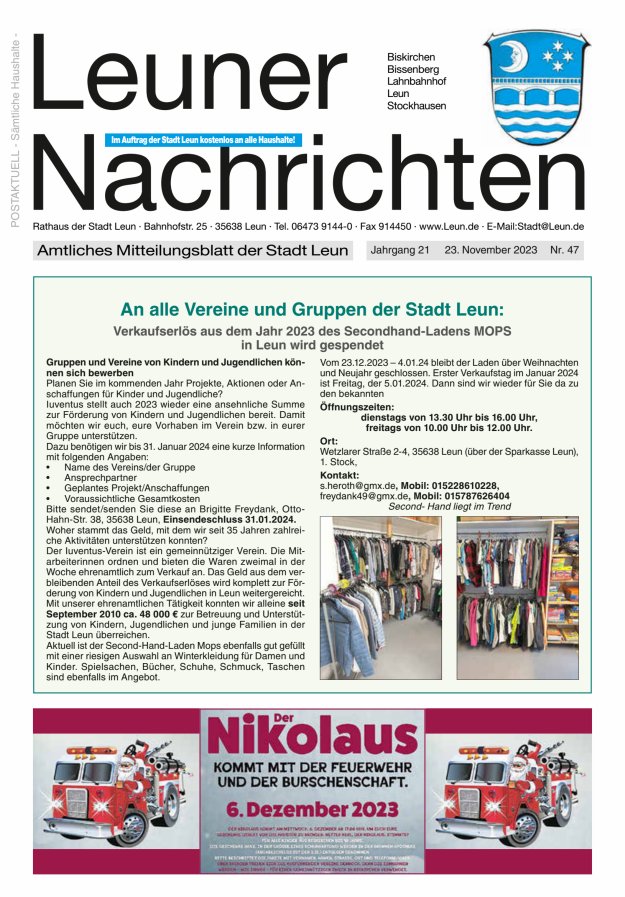 Leuner Nachrichten Titelblatt 47/2023