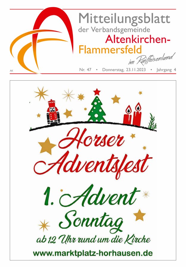 Mitteilungsblatt Verbandsgemeinde Altenkirchen-Flammersfeld Titelblatt 47/2023