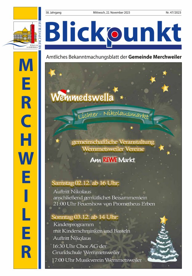 Blickpunkt Merchweiler Titelblatt 47/2023