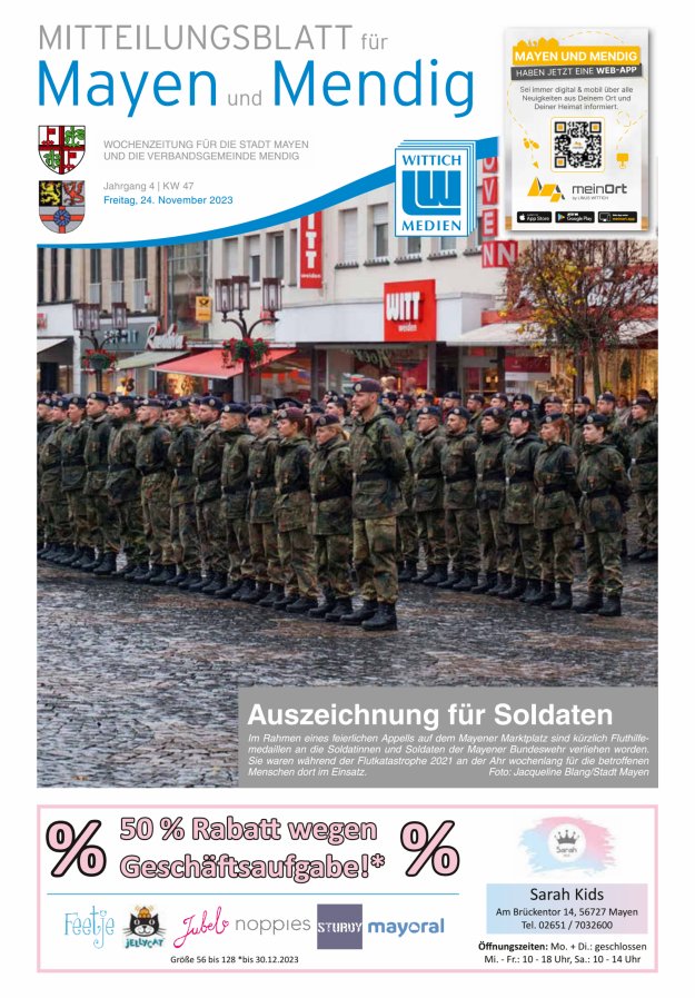 Mitteilungsblatt für Mayen und Mendig Titelblatt 47/2023