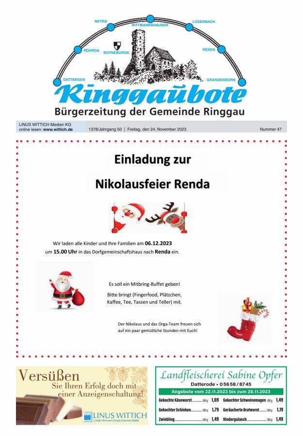 Ringgaubote Titelblatt 47/2023