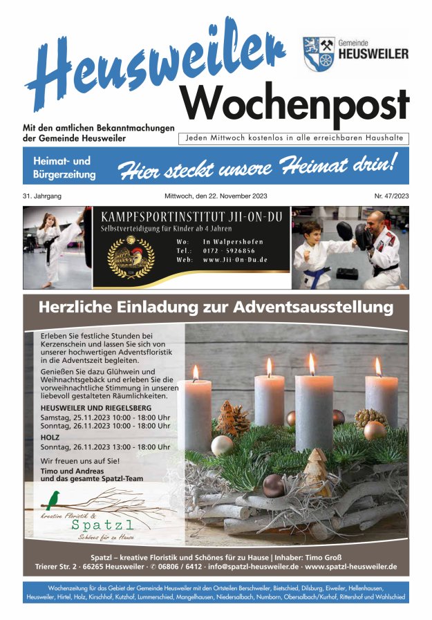 Heusweiler Wochenpost Titelblatt 47/2023