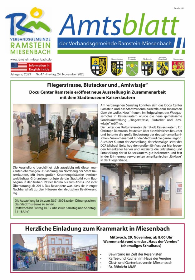 Amtsblatt VG Ramstein-Miesenbach Titelblatt 47/2023