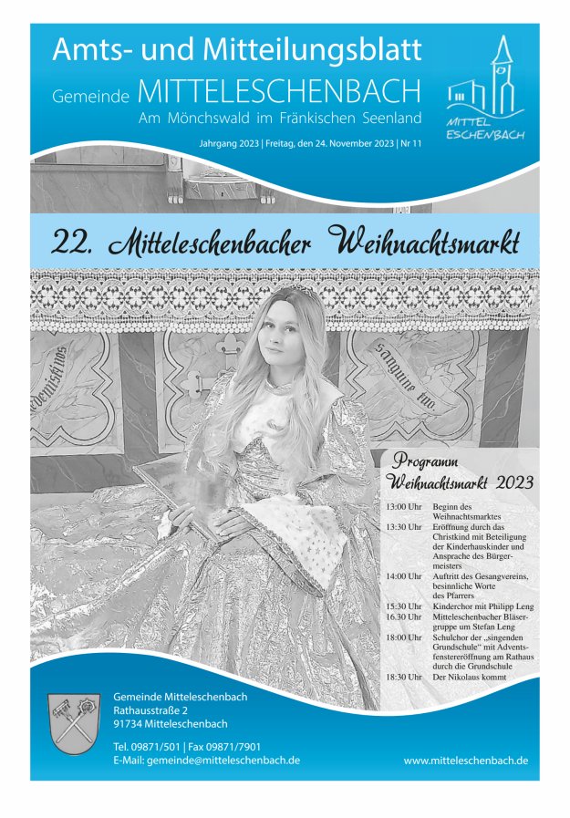 Amts- und Mitteilungsblatt Gemeinde Mitteleschenbach Titelblatt 11/2023