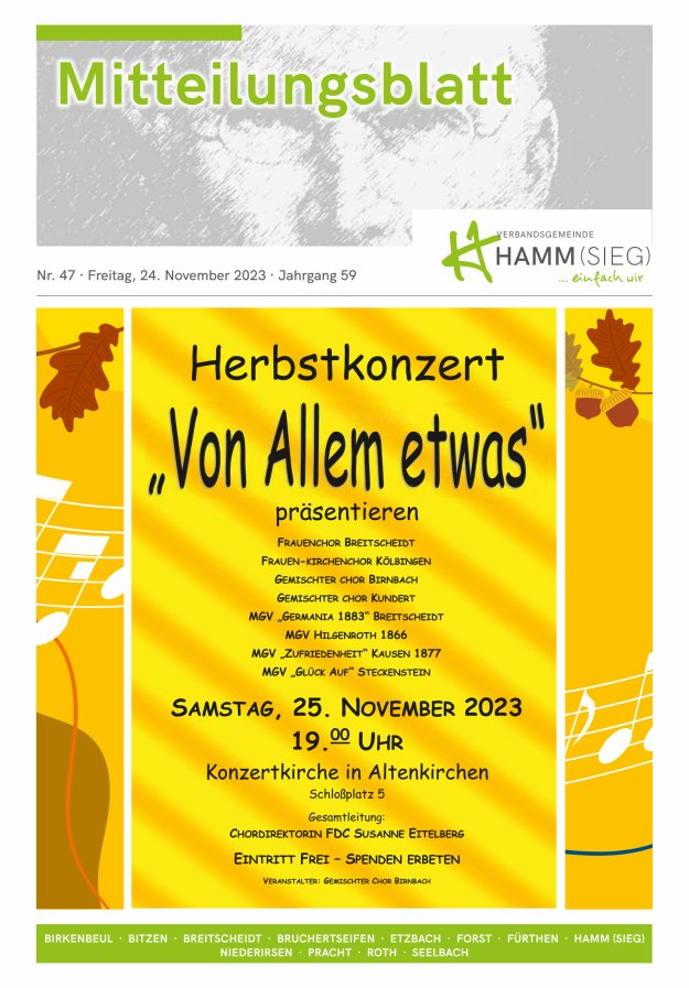 Mitteilungsblatt Hamm (Sieg) Titelblatt 47/2023