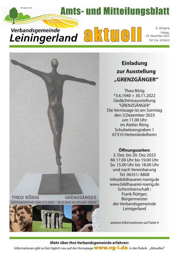 VG Leiningerland aktuell Titelblatt 47/2023