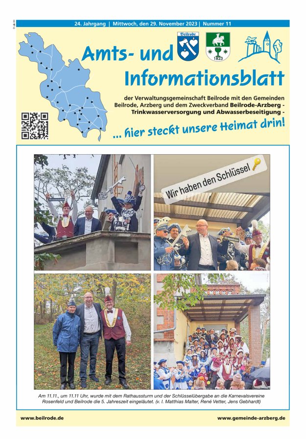 Amts- und Informationsblatt der Verwaltungsgemeinschaft Beilrode Titelblatt 11/2023