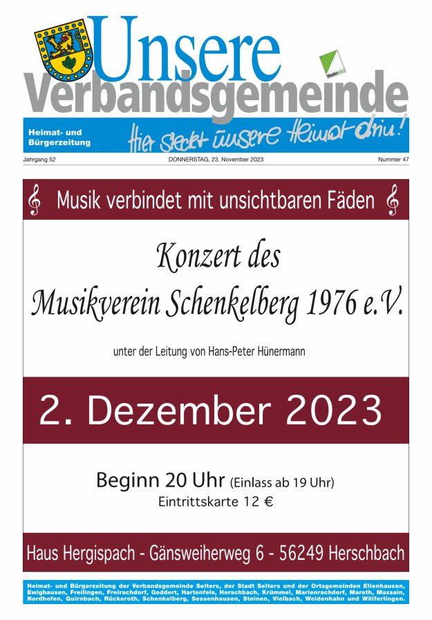 Unsere Verbandsgemeinde Selters Ww Titelblatt 47/2023
