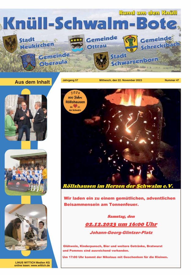 Knüll-Schwalm-Bote Titelblatt 47/2023