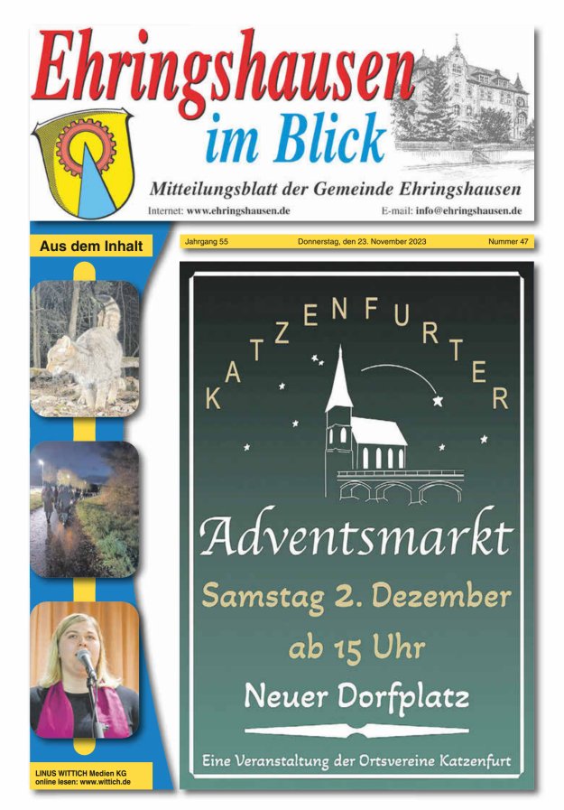 Mitteilungsblatt der Gemeinde Ehringshausen Titelblatt 47/2023