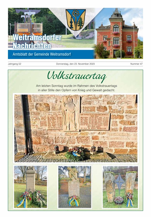 Weitramsdorfer Nachrichten Titelblatt 47/2023