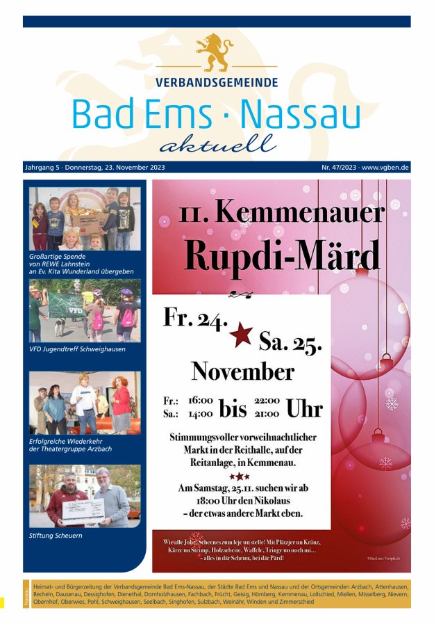 Bad Ems-Nassau aktuell Ausgabe Nassau Titelblatt 47/2023