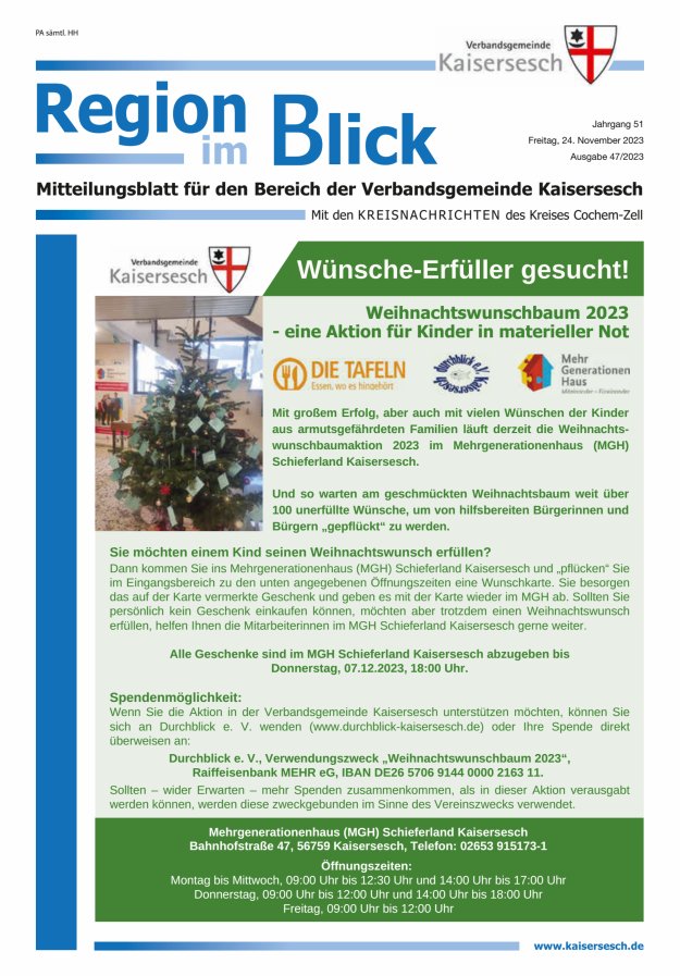 Region im Blick VG Kaisersesch Titelblatt 47/2023