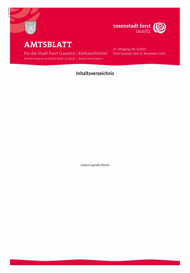 Amtsblatt für die Stadt Forst (Lausitz) Titelblatt 06/2023