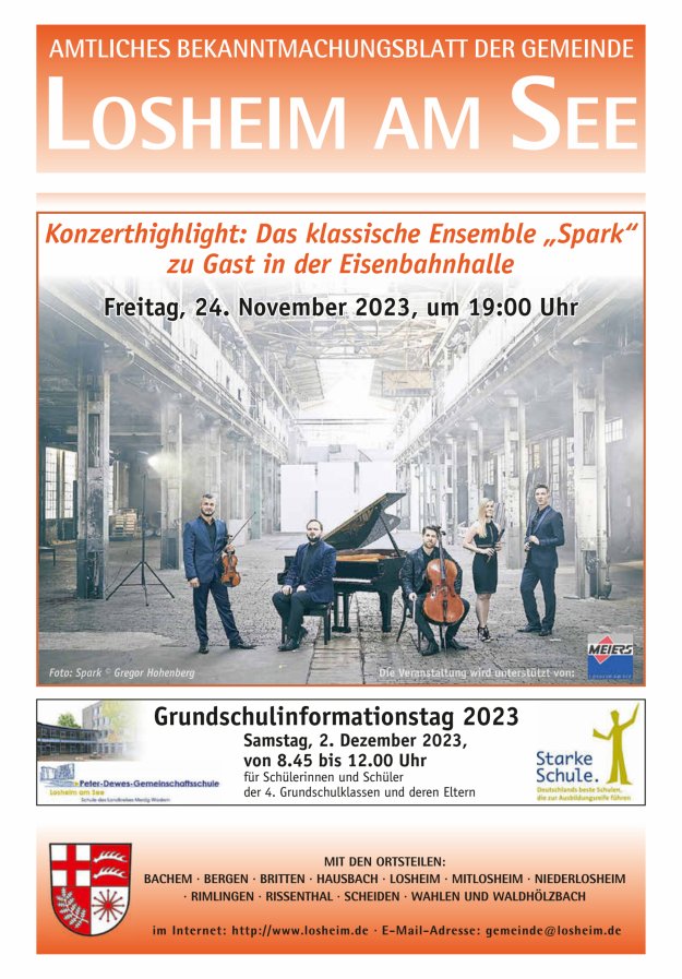 Amtliches Bekanntmachungsblatt der Gemeinde Losheim am See Titelblatt 47/2023