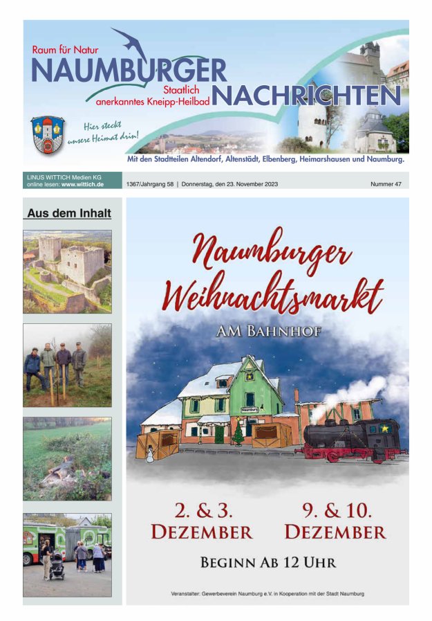 Naumburger Nachrichten Titelblatt 47/2023