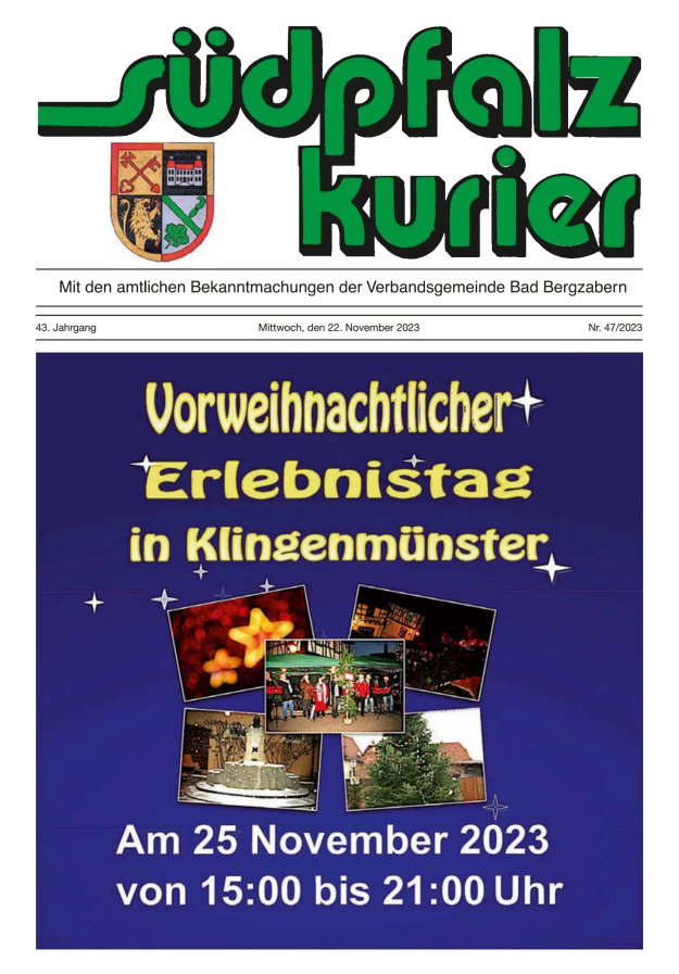 Südpfalz Kurier - VG Bad Bergzabern Titelblatt 47/2023