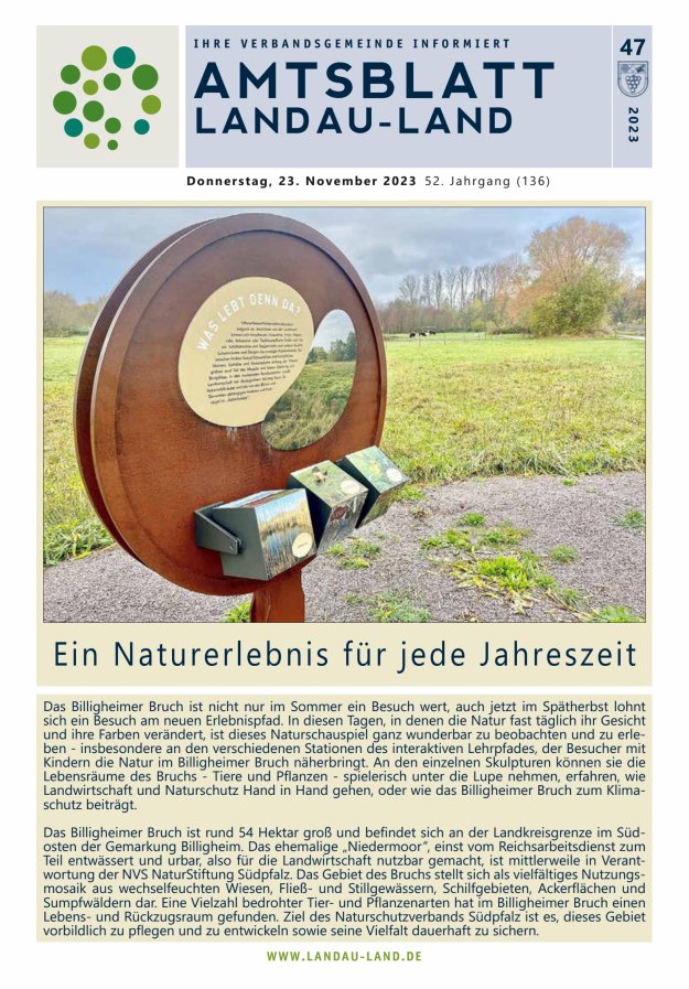 Amtsblatt VG Landau-Land Titelblatt 47/2023