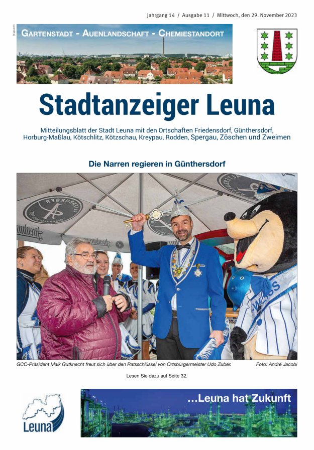 Stadtanzeiger – Mitteilungsblatt der Stadt Leuna mit den Ortschaften Titelblatt 11/2023
