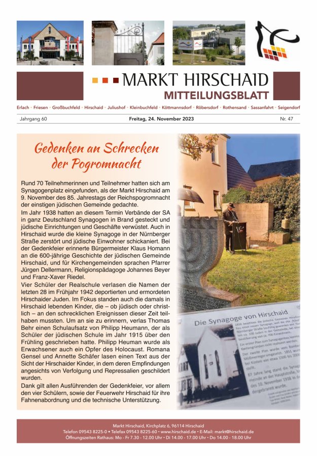 Mitteilungsblatt Markt Hirschaid Titelblatt 47/2023
