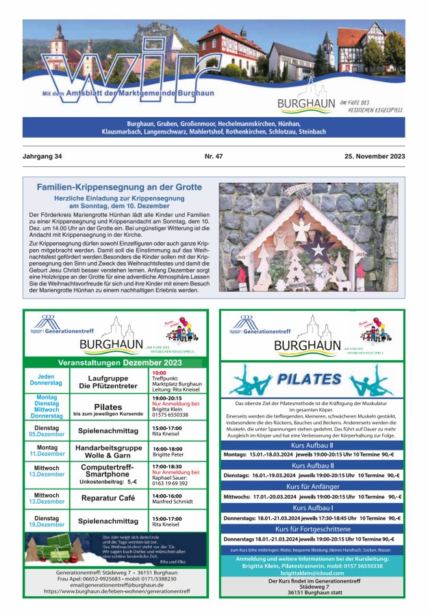 WIR - mit Amtsblatt der Marktgemeinde Burghaun Titelblatt 47/2023