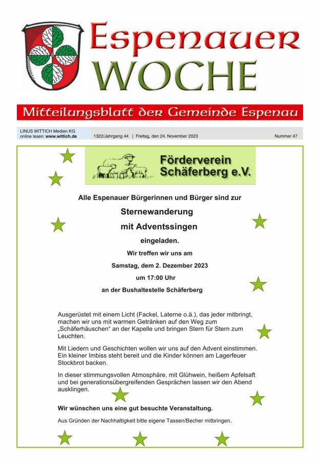 Espenauer Woche Titelblatt 47/2023
