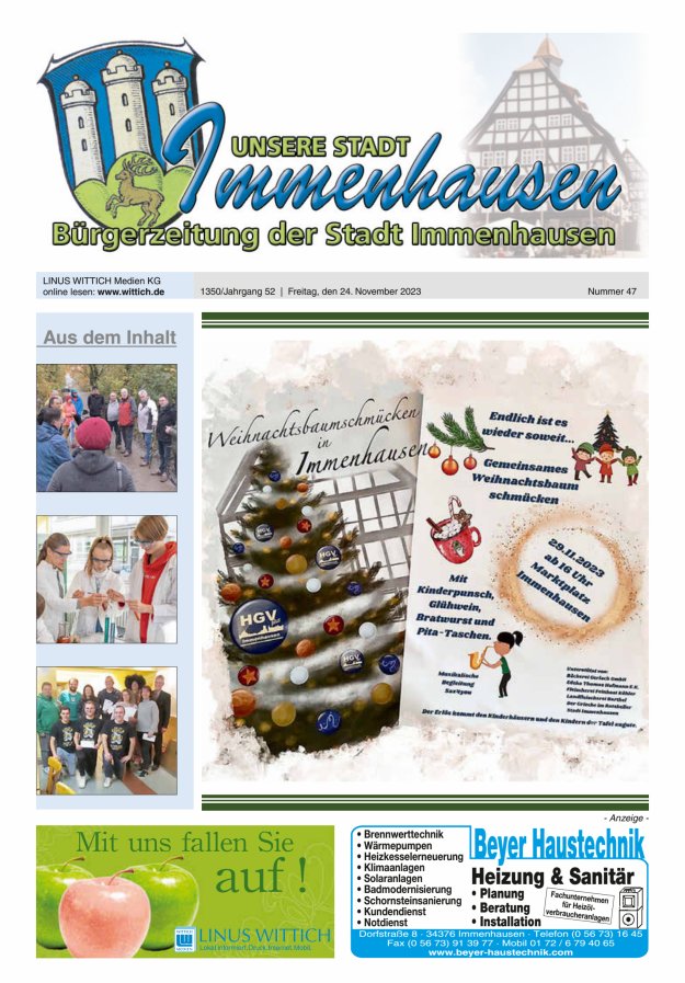 Unsere Stadt Immenhausen Titelblatt 47/2023
