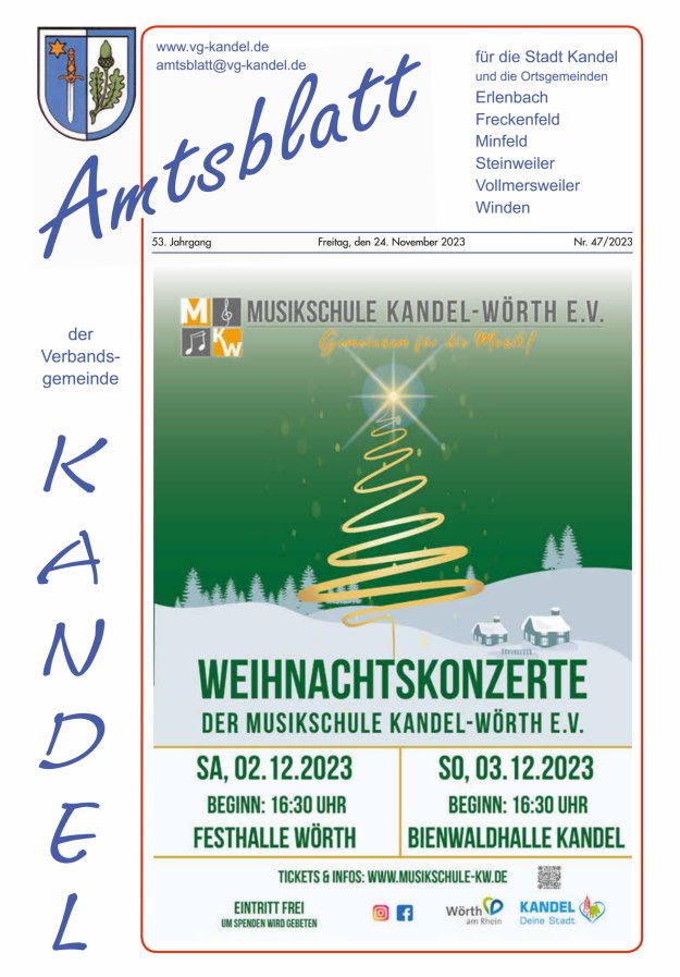 Amtsblatt VG Kandel Titelblatt 47/2023
