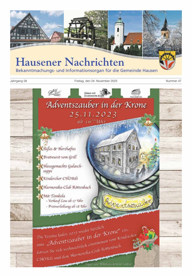 Hausener Nachrichten Titelblatt 47/2023