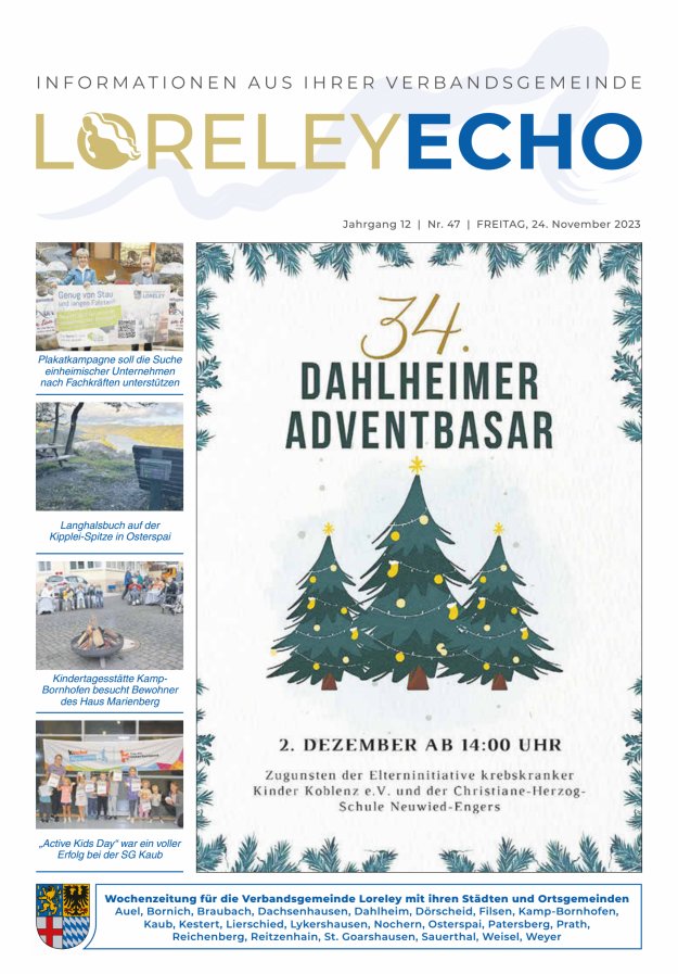 Loreley-Echo - Mitteilungsblatt der Verbandsgemeinde Loreley Titelblatt 47/2023