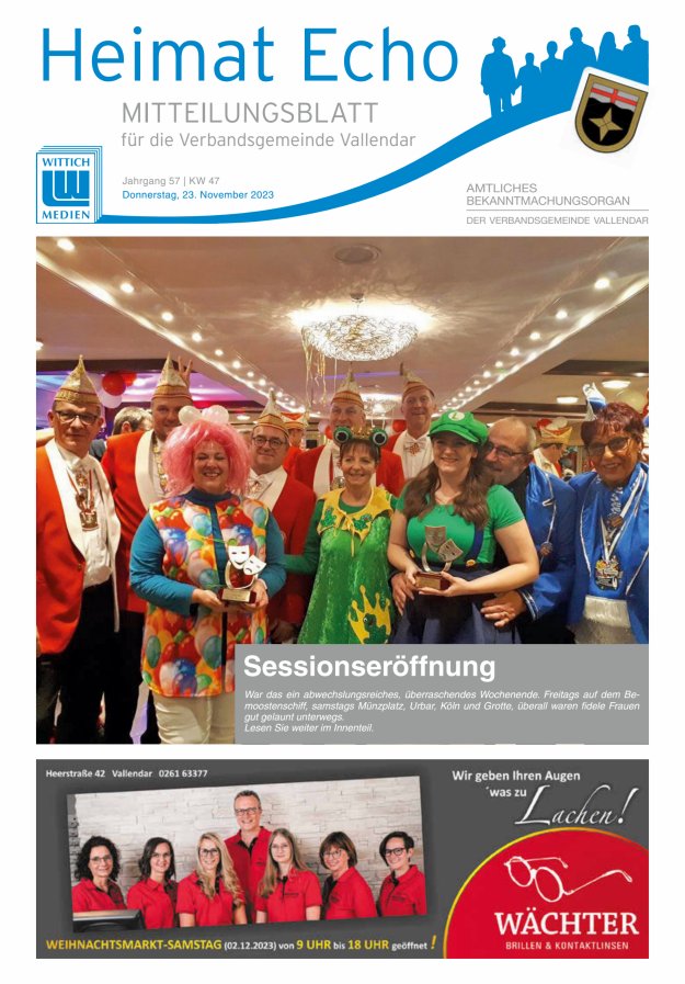 Heimat-Echo - Heimat- und Bürgerzeitung Verbandsgemeinde Vallendar Titelblatt 47/2023