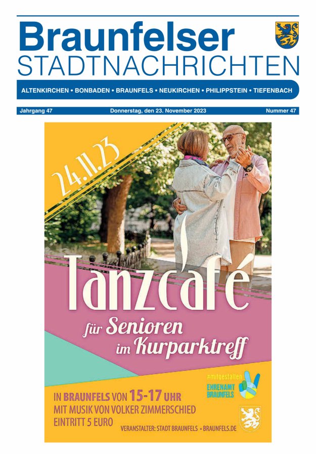 Braunfelser Stadtnachrichten Titelblatt 47/2023