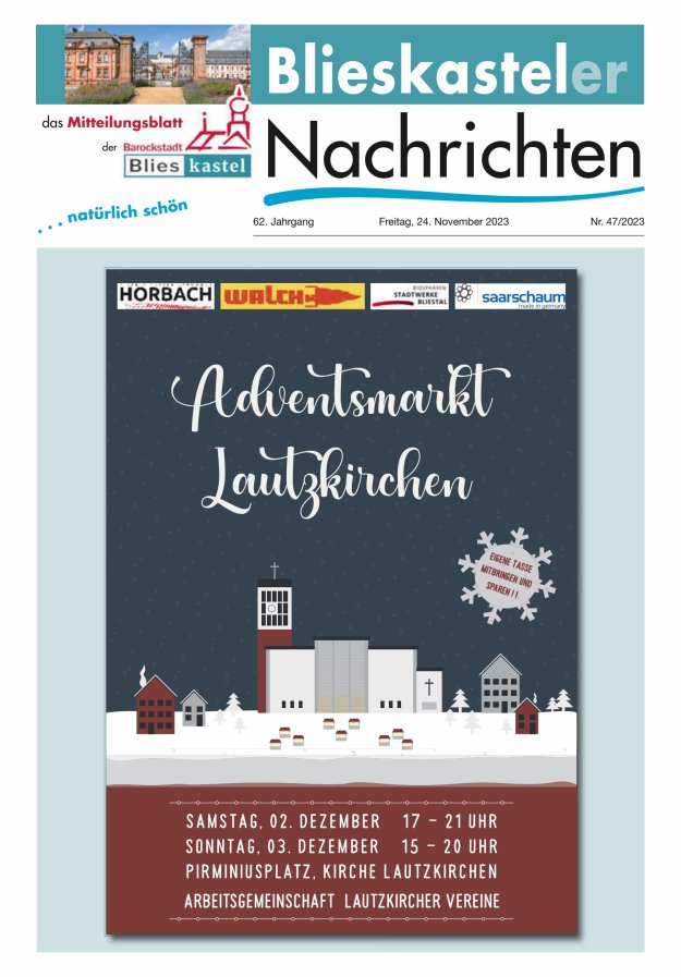 Blieskasteler Nachrichten  Titelblatt 47/2023