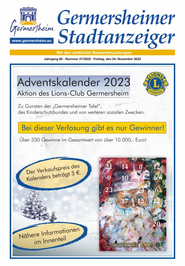 Germersheimer Stadtanzeiger Titelblatt 47/2023