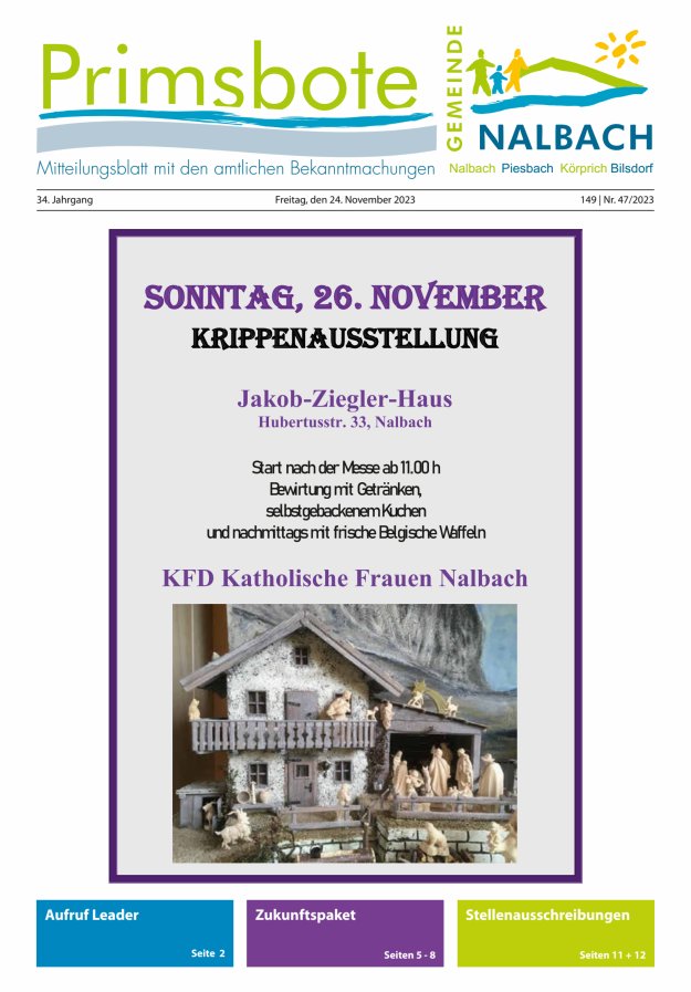 Primsbote Gemeinde Nalbach Titelblatt 47/2023
