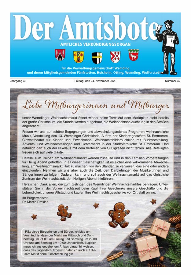 Der Amtsbote - Wemding Verwaltungsgemeinschaft Titelblatt 47/2023