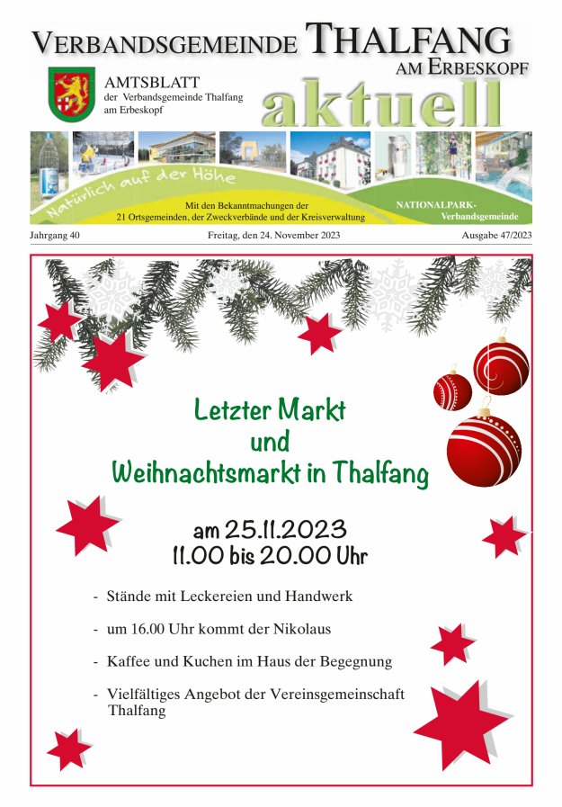 Thalfang aktuell - Amtsblatt VG Thalfang Titelblatt 47/2023