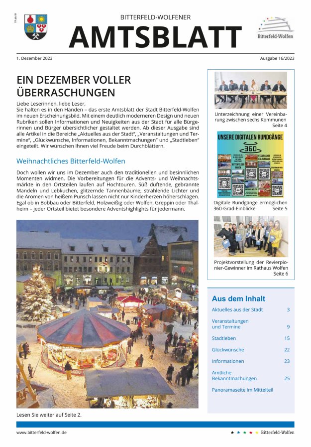 Bitterfeld-Wolfener Amtsblatt Titelblatt 16/2023