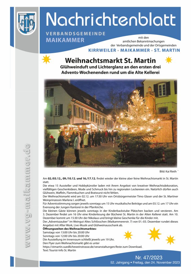 Nachrichtenblatt VG Maikammer Titelblatt 47/2023