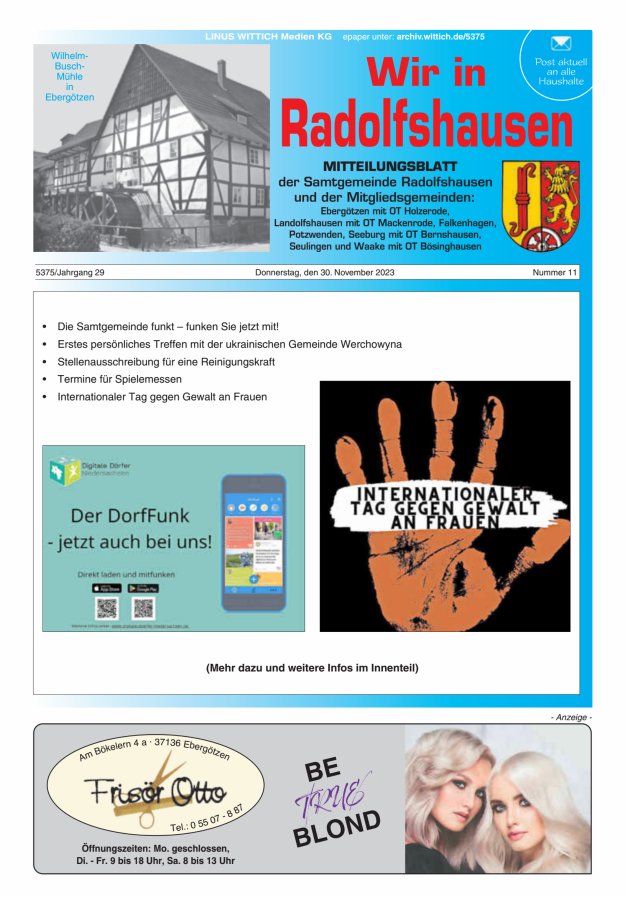 Wir in Radolfshausen Titelblatt 11/2023