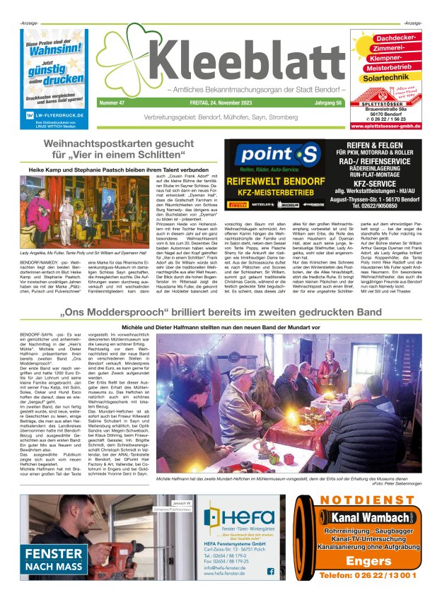 Kleeblatt - Amtliches Bekanntmachungsorgan der Stadt Bendorf Titelblatt 47/2023