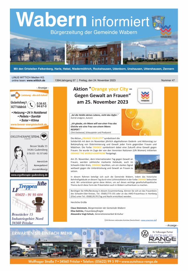 Wabern informiert Titelblatt 47/2023