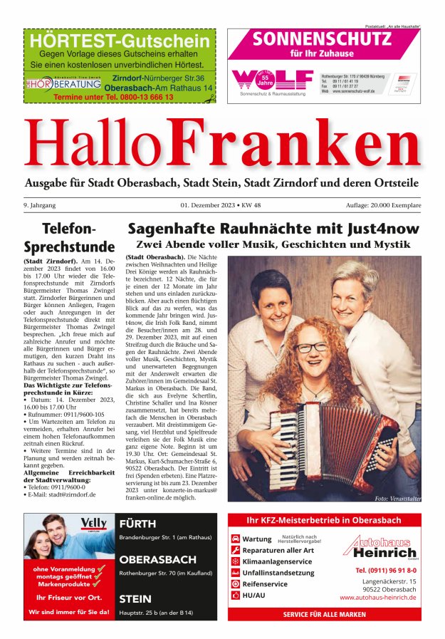 Hallo Franken Fürther Umland Titelblatt 11/2023