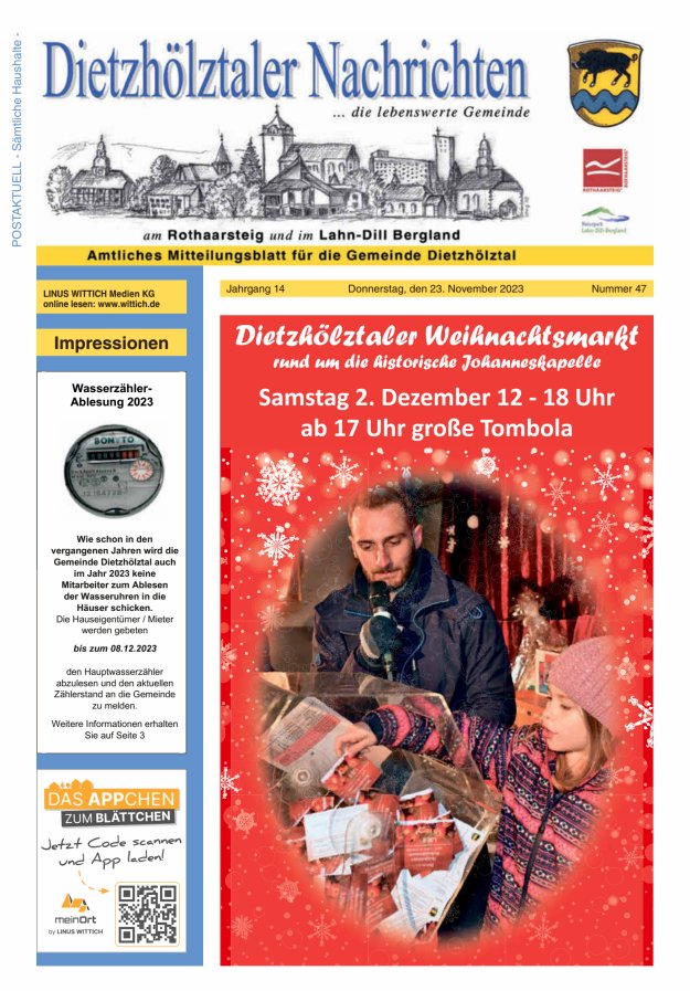 Dietzhölztaler Nachrichten Titelblatt 47/2023