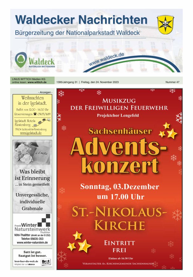 Waldecker Nachrichten Titelblatt 47/2023