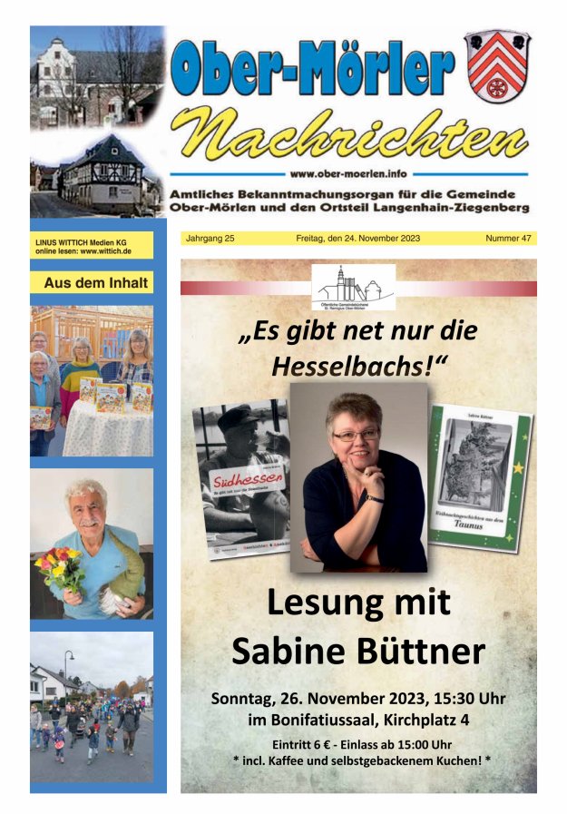 Ober-Mörler Nachrichten Titelblatt 47/2023