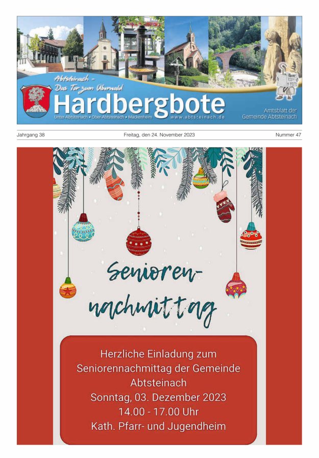 Hardbergbote - Mitteilungsblatt der Gemeinde Abtsteinach Titelblatt 47/2023
